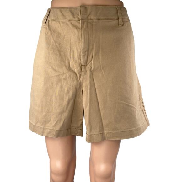 NEW Banana Republic Tan Khaki High Waisted Wide Leg Mini Casual Shorts Size 14 - Picture 1 of 5